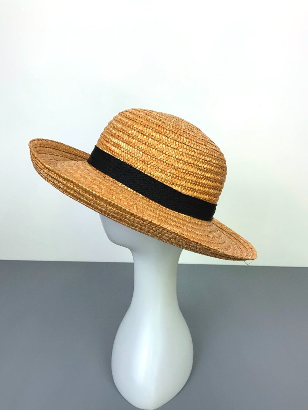 Natural Straw Sun Summer Hat by Filippo Catarzi Florence Italy Sz M
